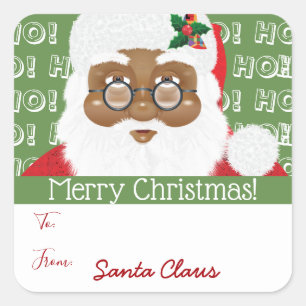 Santa Claus African American Christmas Gift Square Sticker