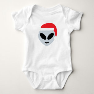 santa claus alien emoji baby bodysuit