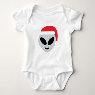 santa claus alien emoji baby bodysuit