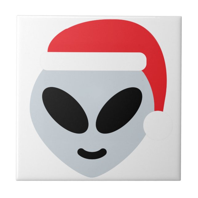 santa claus alien emoji ceramic tile (Front)