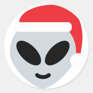 santa claus alien emoji classic round sticker
