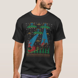 Santa Claus Alien Invasion Space UFO Ugly Christma T-Shirt