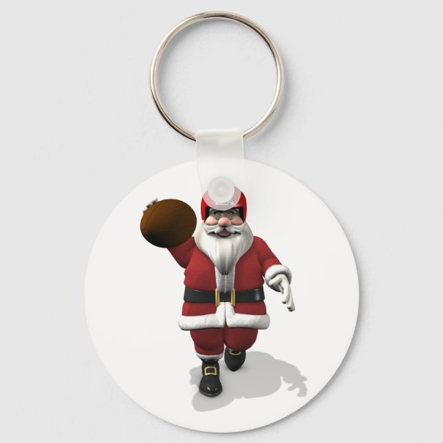 Santa Claus American Football Player Key Ring (Front)