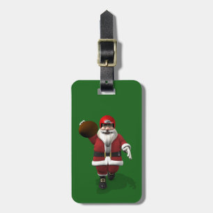Santa Claus American Football Player Luggage Tag