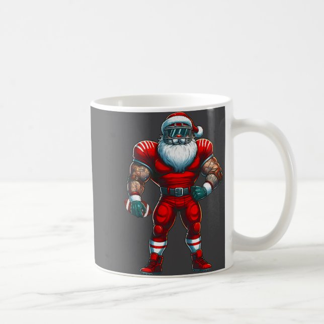 Santa Claus American Football Player Merry Christm Coffee Mug (Right)