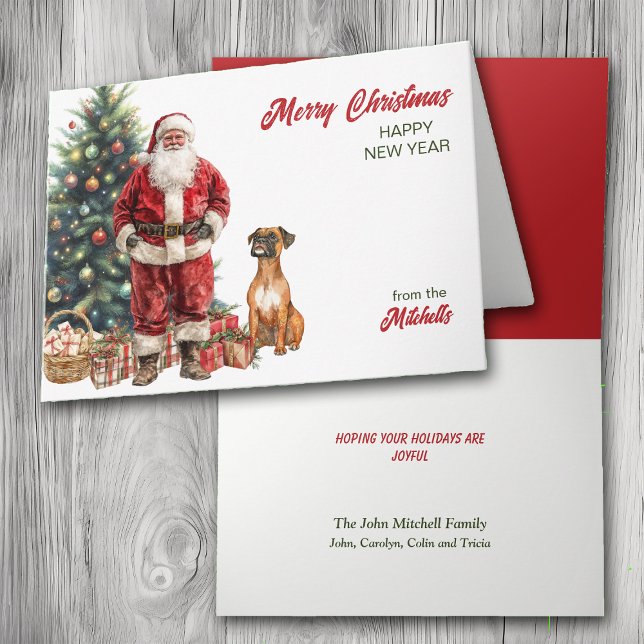 Santa Claus and Boxer Dog Christmas Card (Creator Uploaded)