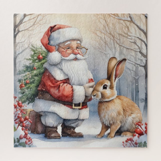 Santa Claus and Bunny Jigsaw Puzzle (Vertical)