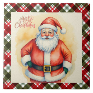 Santa Claus and Christmas Pattern Ceramic Tile