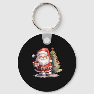 Santa Claus And Christmas Tree Key Ring