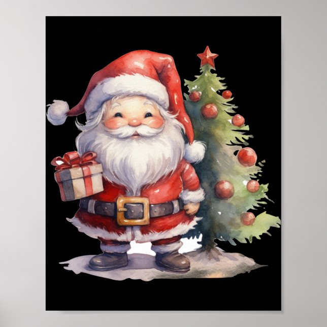 Santa Claus And Christmas Tree  Poster (Front)