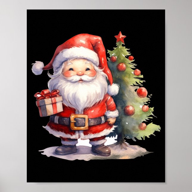 Santa Claus And Christmas Tree  Poster (Front)