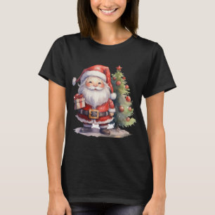 Santa Claus And Christmas Tree  T-Shirt