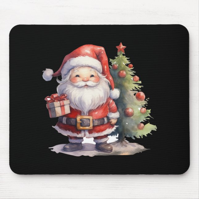Santa Claus And Christmas Tree T Shirt  Mouse Pad (Front)