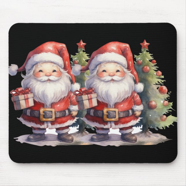 Santa Claus And Christmas Tree T Shirt  Mouse Pad (Front)