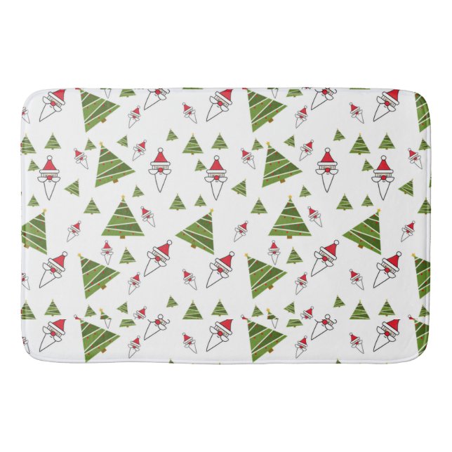 Santa Claus and Christmas Trees Bath Mat (Front)