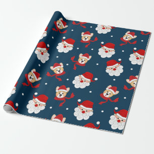 Santa Claus and Corgi Pattern Wrapping Paper