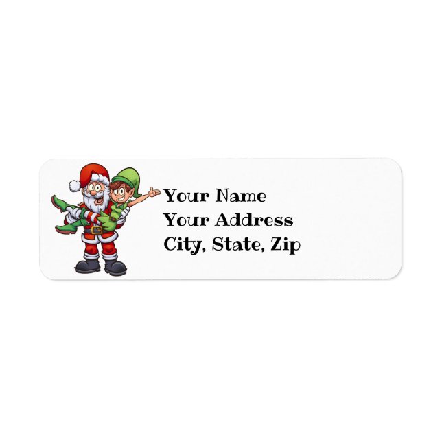 Santa Claus and Elf Return Address Label (Front)