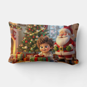 Santa Claus and Friends Christmas Throw Pillow