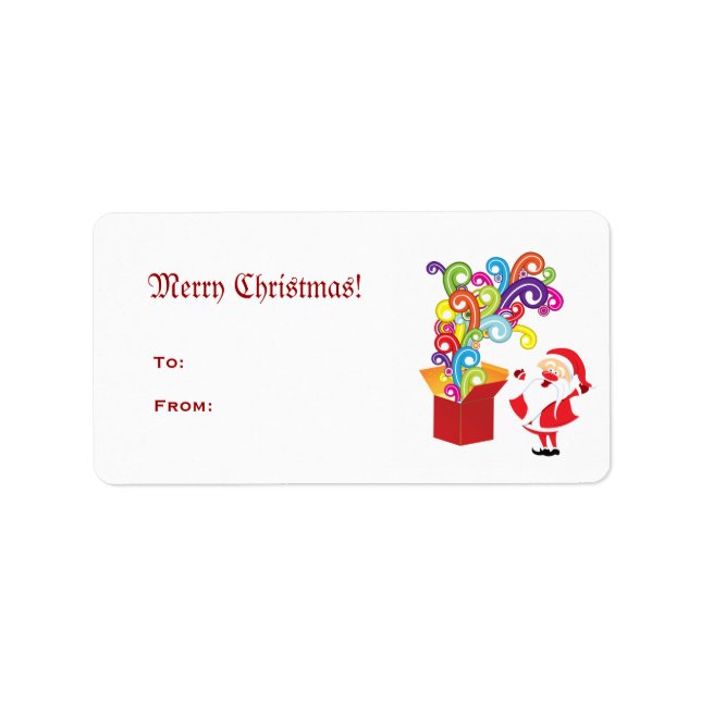 Santa Claus And Gift Box Label (Front)