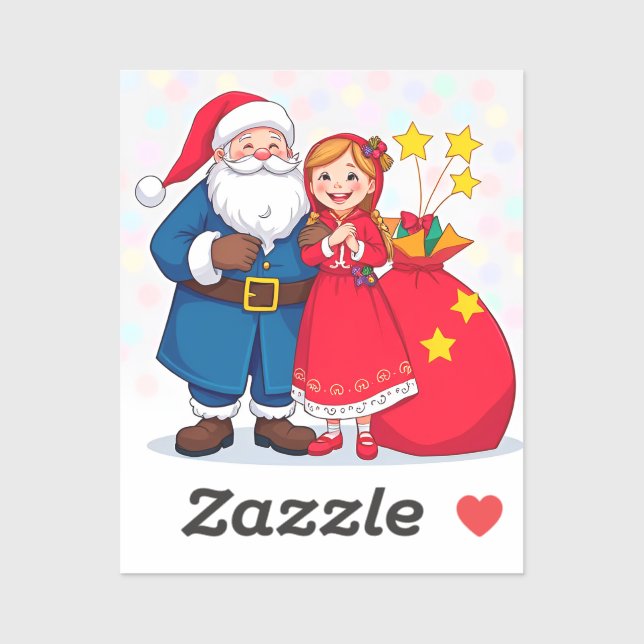 Santa Claus and Girl with a Gift Bag (Sheet)