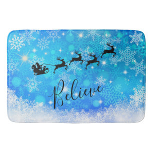 Santa Claus and his Flying Reindeer - Believe Bath Mat