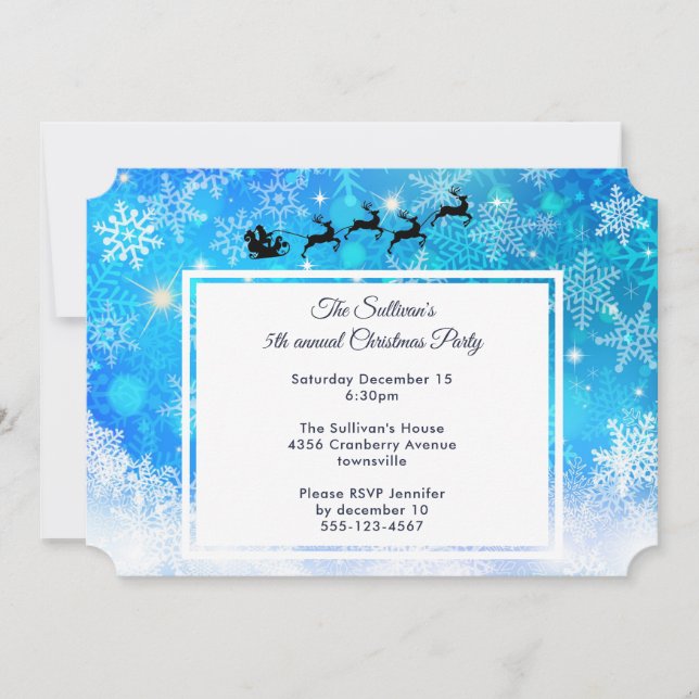 Santa Claus and his Flying Reindeer - Party Invitation (Front)