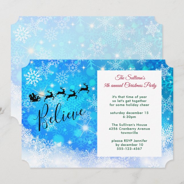Santa Claus and his Flying Reindeer - Party Invitation (Front/Back)