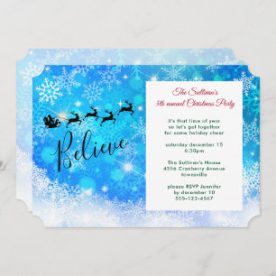 Santa Claus and his Flying Reindeer - Party Invitation