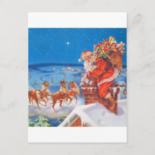 Santa Claus and his Mighty Reindeer Holiday Postcard
