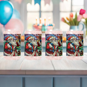 Santa Claus and His Reindeer Bearing Gifts Can Glass