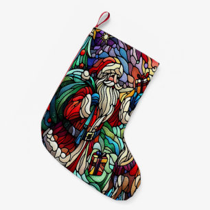 Santa Claus and His Reindeer Bearing Gifts Small Christmas Stocking
