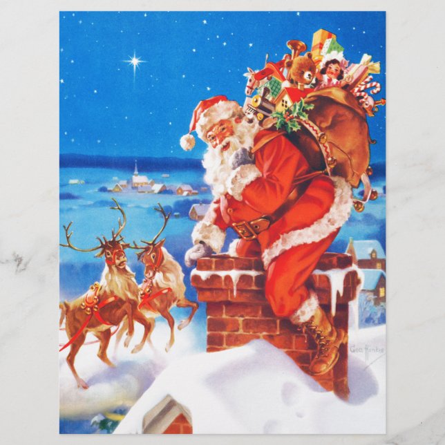 Santa Claus and His Reindeer Up On the Rooftop (Front)