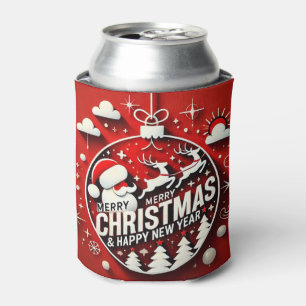 Santa Claus and Holiday Decor Can Cooler