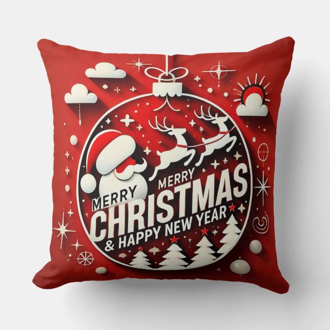 Santa Claus and Holiday Decor Cushion (Front)