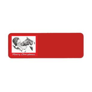 Santa Claus and Horse for Christmas Return Address Label