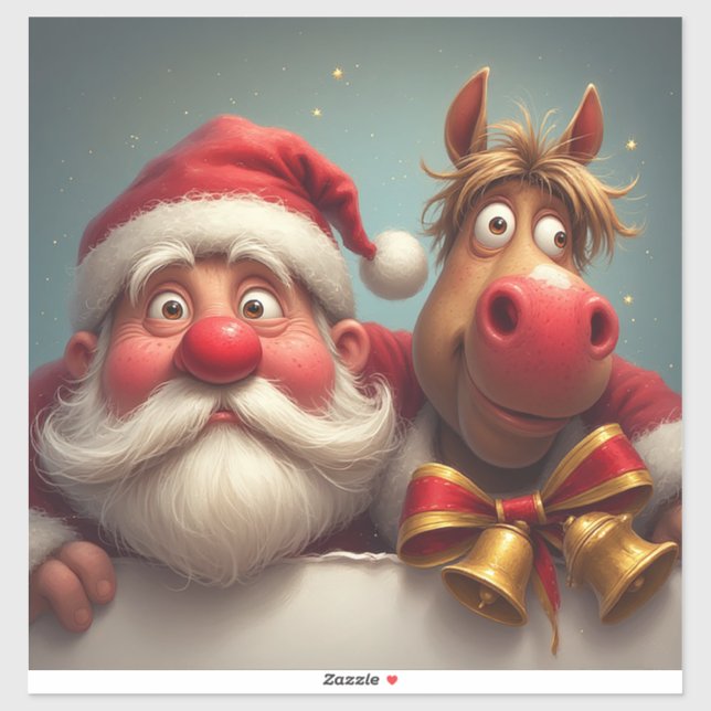 Santa Claus and Horse Sharing Festive Cheer (Sheet)