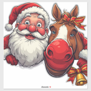 Santa Claus and Horse Sharing Festive Cheer