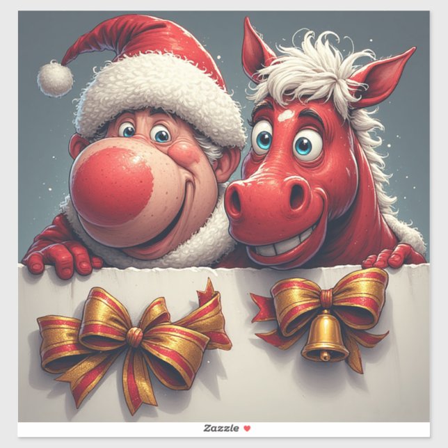 Santa Claus and Horse Sharing Festive Cheer (Sheet)