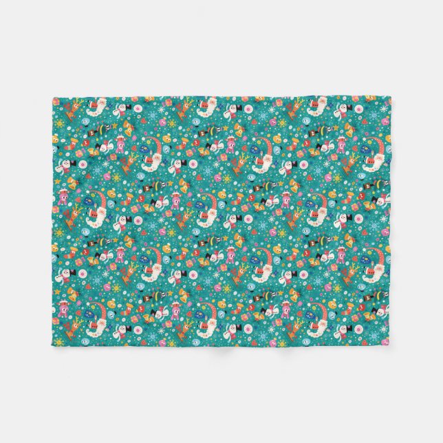 Santa Claus and Merry Friends Pattern Fleece Blanket (Front (Horizontal))