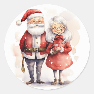 Santa Claus and Mrs. Claus Christmas Stickers