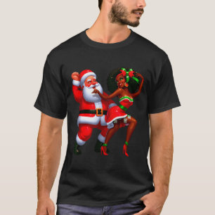 Santa Claus And Mrs Claus Dancing Melanin Christma T-Shirt