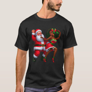 Santa Claus and Mrs Claus Dancing Melanin Christma T-Shirt