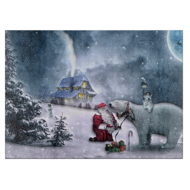 Santa Claus and Polar Bear Cutting Board (Front)