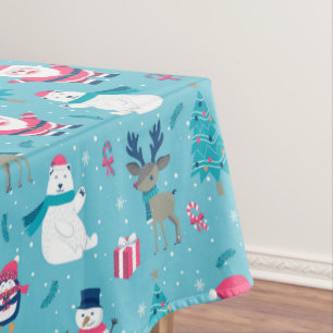 Santa Claus And Polar Bear Tablecloth