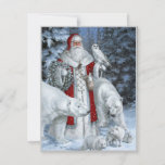 Santa Claus and Polar Bears Christmas Holiday Card<br><div class="desc">Vintage style Santa Clause with a white owl and polar bears.  Send out unique beautiful cards for the holidays this year. This is a flat card that you can personalise on the back with your own Christmas message.  To do this click on edit and then customise further.</div>