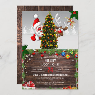 Santa Claus and Reindeer          Invitation