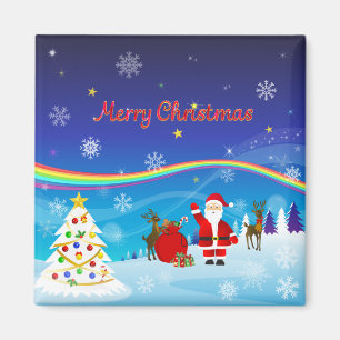 Santa Claus and Reindeer Magnet