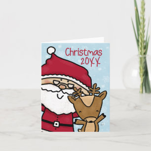 Santa Claus and Reindeer Year Specific Christmas Holiday Card