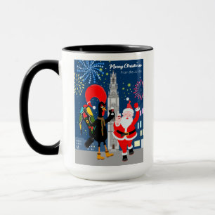 Santa Claus and Rooster toast to the New Year Mug