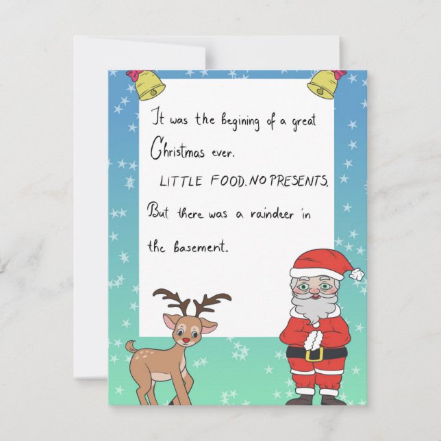 Santa Claus and Rudolf Flat Holiday Card (Front)